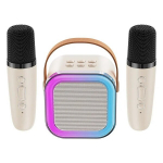 Mini karaoke masin lastele ja t&auml;iskasvanutele kahe juhtmevaba mikrofoniga