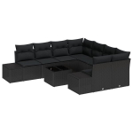 vidaXL Aia Diivanikomplekt padjaga 9 pcs Must pol&uuml;rotang
