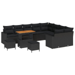 vidaXL Aia Diivanikomplekt 12 pcs Must pol&uuml;rotang
