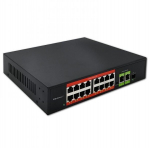 Qoltec Fast Ethernet PoE v&otilde;rgukommutaator | 16x RJ45 10/100 Mb/s | 2x RJ45 &uuml;lesl&uuml;litus 1000 Mb/s | 1x SFP 1000 Mb/s