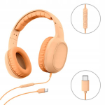 Hama Fun C k&otilde;rvaklapid mikrofoniga, Usb-c, oranž
