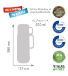 Termos Rotpunkt 80 0,5l klaasist vahet&uuml;ki ja tassiga