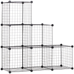 Modulaarne riiul, traatv&otilde;rk, 6 kuupi, must, 109x37x109 cm