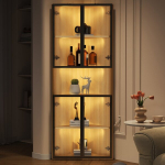 LED klaasvitriin, tammespoon, 62x32x160 cm, 1 tk