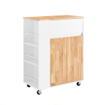 SoBuy k&ouml;&ouml;gik&auml;ru ratastega, k&ouml;&ouml;gisaar kummist t&ouml;&ouml;pinnaga, ruumi s&auml;&auml;stev k&ouml;&ouml;gikapp, k&ouml;&ouml;gik&auml;ru sahtlitega 70x40x90 cm valge FKW132-WN