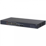 Dahua DH-CS4218-16ET-240 hallatav l&uuml;liti, 18 RJ-45 porti, 16 PoE, 10/100/1000 Mbps, 240 W PoE eelarve, Must
