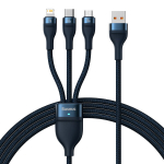 Baseus kaabel 3in1 Flash II USB - micro USB + Lightning + USB-C 1,2m 3,5A sinine 66W