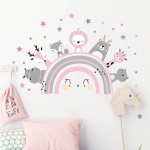 Laste seinakleebis - Boho stiilis roosa vikerkaar
