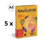 Kontoripaber Navigator A5, 120 g/m2, 250 lehte, 5 tk