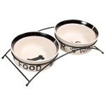 TRIXIE Kausi komplekt, keraamiline-metall, 2x1,6 l, &oslash; 20 cm-41x10x20 cm, valge-must