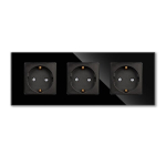 Kolmekordne pistikupesa koos klaasraamiga, must