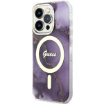 Guess &uuml;mbris iPhone 14 Pro 6.1 GUHMP14LHTMRSU lilla v&auml;rvi k&otilde;va &uuml;mbris jaoks Golden Marble MagSafe