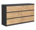 Kummut 3xEliving Demi 6 sahtliga 120 cm, V&auml;rvus: Antratsiit/Tamm Lancelot