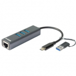 USB Hub D-Link - DUB-2332 - 3 Ports USB 3.2 - Gigabit Ethernet - Auto-energized - Gray