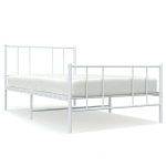 vidaXL metallist voodiraam peatsi ja jalutsiga, valge, 100x200 cm