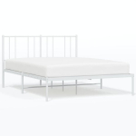 vidaXL metallist voodiraam peatsiga, valge, 160x200 cm