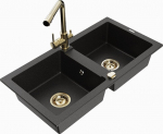 Graniitk&ouml;&ouml;givalamu Mexen Mario segisti ja sifooniga, Metallic black/silver+Gold