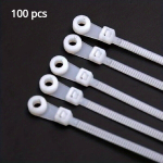 100tk Nailonist Kaablisidemed Kruviaukuga Turvaliseks Kinnitamiseks, Baltas