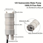 12V Sukeldatav Veepump 1000L/H 5M K&otilde;rge T&otilde;stevoog