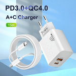 [EU] Kahe USB C 40W Kiirlaadija Adapter Kaabel