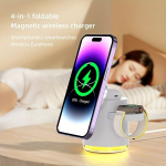 Magnetiline 4-&uuml;hes juhtmevaba laadija Apple watch Airpods., Baltas