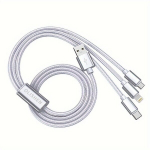 3-&uuml;hes Kiirlaadimise USB Kaabel iPhone Samsung Type-C jaoks, Sidabrinis