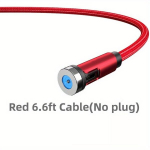 Magnetiline Laadimiskaabel, 540&deg; P&ouml;&ouml;rlev Magnetiline Telefonilaadija Nailonpunutud USB Kaabel., Raudonas 6,6 pėdų kabelis (be ki&scaron;tuko)