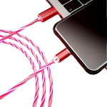1tk 100.58cm Helendav Kaabel Mobiiltelefoni Laadimiskaabel LED Valgus Micro USB Type C Laadija., Raudona