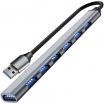 7-pordiline USB-jaotur alumiiniumkorpusega ja USB 3.2 Gen.1 &uuml;hendusega