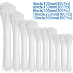 1000tk Kaablisidemed, Erinevad Suurused Must Valge Plastikust., Baltas