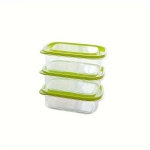 3tk ristk&uuml;likukujuline plastkarp kaanega toidukarp, Roheline
