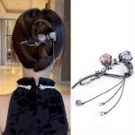 P&ouml;&ouml;ratud Rhinestones Punane Roos Juukseklamber Imitatsioon P&auml;rl Tutt.