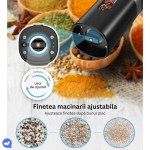 2-osaline elektriveski komplekt soola, pipra ja muude maitseainetega, keraamiline tera, jahvatusastme kontroll, mahutavus 100g