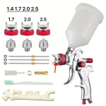 15tk/hvlp pihustusp&uuml;stol komplekt 1.4/1.7/2mm otsikuga, Raudona