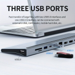 Kolmeekraaniline USB C dokkimisjaam, 12in1 adapter.