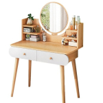 KOSMEETILINE EDEVUS KOOS KOSMEETILISE PEEGLIGA SUUR PUIDUST SKANDINAAVIA STIILIS