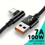90 Kraadi USB C Kaabel Kiire Laadimine, Juoda