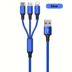 3-&uuml;hes Kiirlaadimiskaabel - Universaalne IPhone, T&uuml;&uuml;p-C, Micro USB Seadmetele