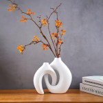 Kaheosaline Komplekt Boho Matid Lillevaasid Moodne Kodu Dekoratsioon., Snuggle Vase - balta