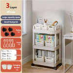 3-kihiline ratastega hoiukorv rippkorviga - lihtne kokkupanek, ideaalne kodu korrastamiseks, Trys baltos spalvos sluoksniai