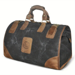 Vintage-stiilis l&otilde;uendkott ehtsate nahast detailidega - laiendatav sang, suur mahutavus reisi-duffel-kott naistele., 8151-drobė-juoda