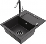 Graniidist k&ouml;&ouml;givalamu Mexen Enzo koos segisti ja sifooniga, Black granite+Black granite/Chrome