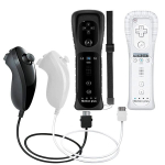 M&auml;ngukonsool Juhtmevaba puldiga paar Nunchukiga Wii konsoolile - Motion Plus m&auml;ngupult - Must Valge - 2 komplekti