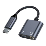 Telefonihoidja Beline Adapter rozdzielający USB-C na USB-C|Jack 3,5mm czarny|black DAC BLNAA01