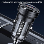 USAMS Ład. sam. C35 USB+USB-C 45W Fast Charge czarny|black CC175CC01 (US-CC175)