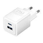 GaN laadija, Type-C, USB, PD30W, topelt kiirlaadimine - Vention (FEQW0-EU) - Valge