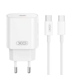 XO seinalaadija CE25 PD 25W 1x USB-C valge v&auml;rv + kaabel USB-C - USB-C