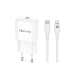 Forever TC-01-20C PD QC laadija 1x USB-C 20W valge + USB-C - Lightning kaabel 20W