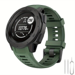 Nutikell Asendusrihm Garmin Instinctile, Pehme Silikoonk&auml;epael, Žalioji armija