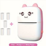 Kaasaskantav Mini Printer: Traadita Tindita Fotoprinter Fotodele ja Kviitungitele, Pink Host + 5 ritinėliai spausdinimo popieriaus